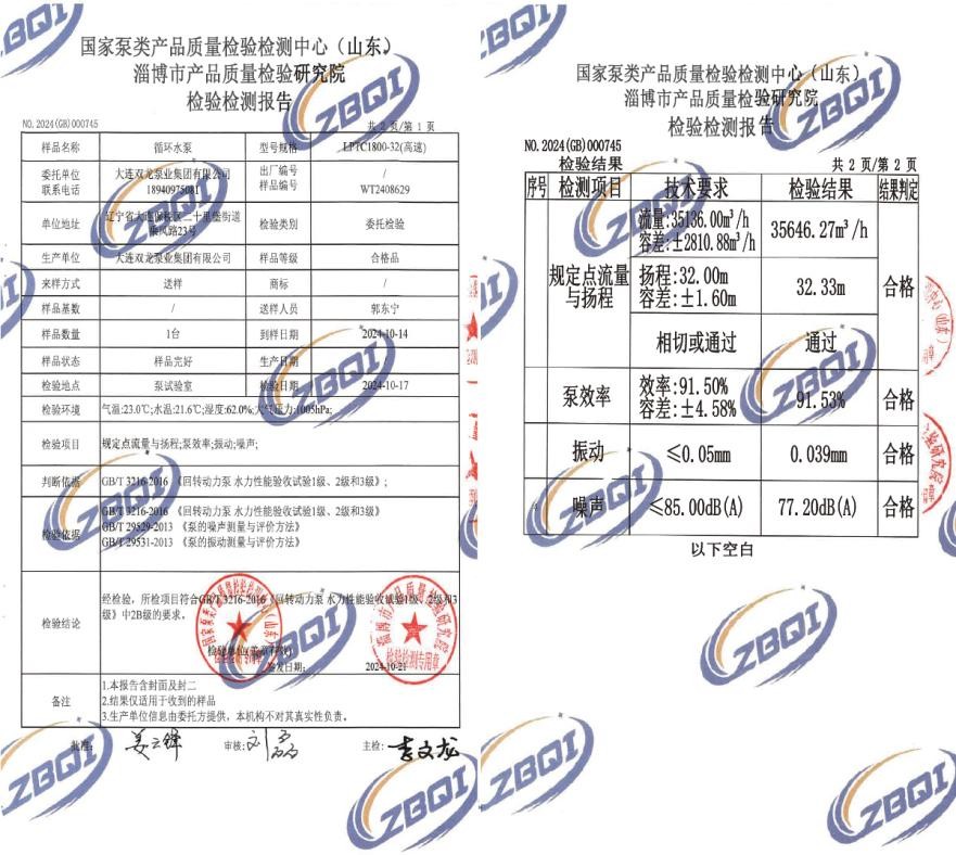 国家工业泵检测效率91.5%